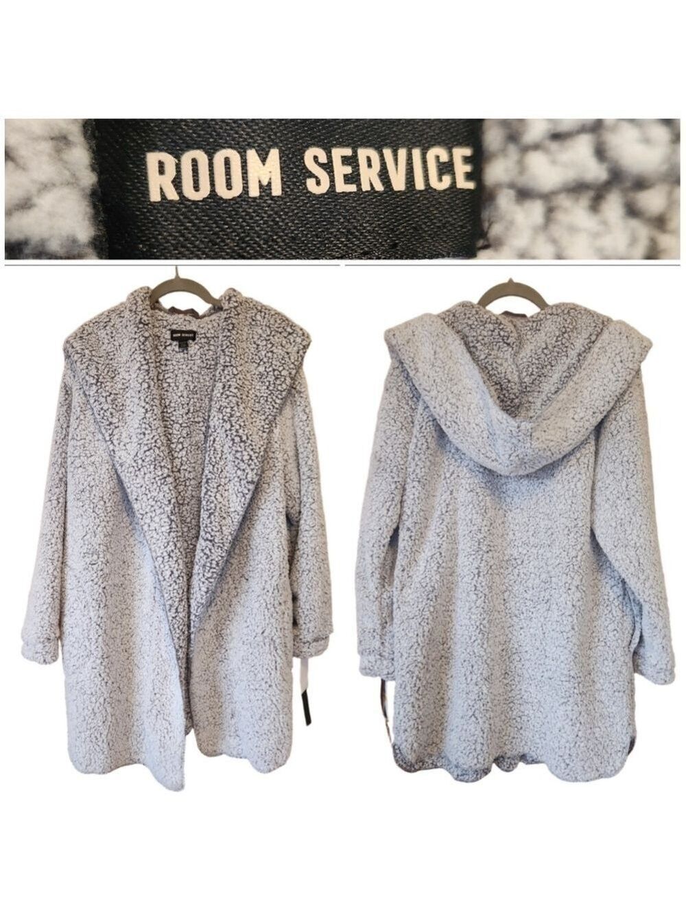 ROOM SERVICE ULTRA SOFT COZY CARDIGAN ROBE LOUNGEWEAR GRAY SMALL MEDIUM NWT - Picture 7 of 11